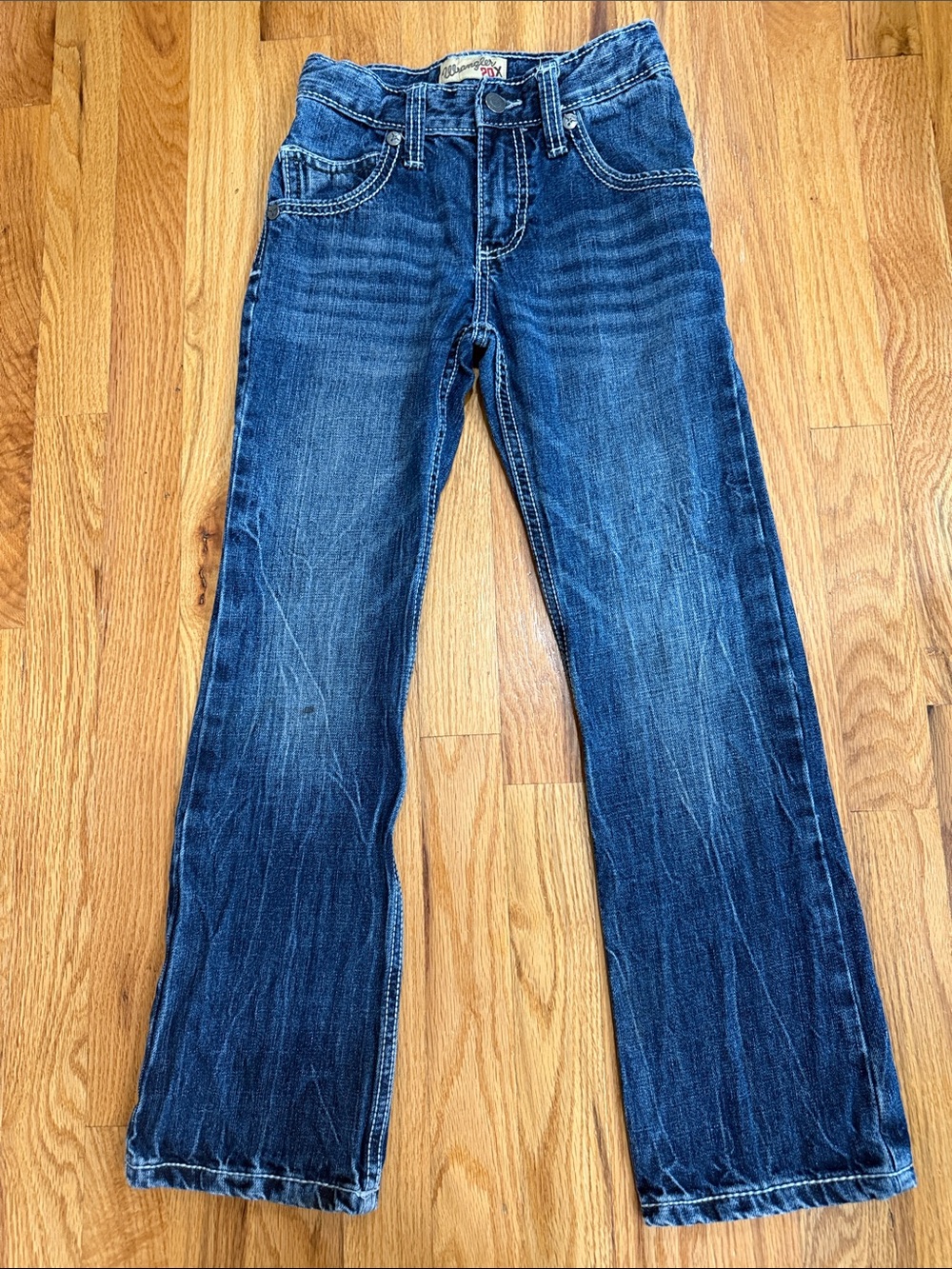 Wrangler 20X Size 9 Boys Bootcut Jeans in Dark Blue Denim
